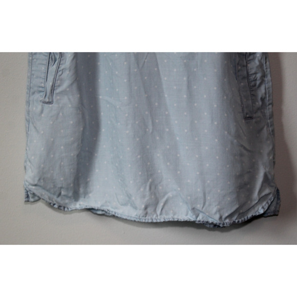 Cloth & Stone Dot Denim Chambray Tunic Top Faded Mini Shirt Dress Size Medium - Picture 7 of 16
